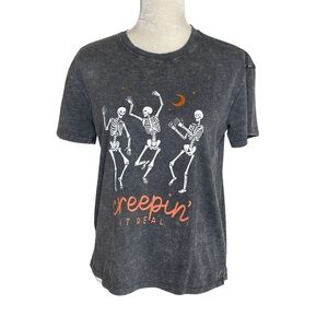 Maurice’s Women’s Creepin It Real Graphic Tee Size XS Skeleton Fall Halloween